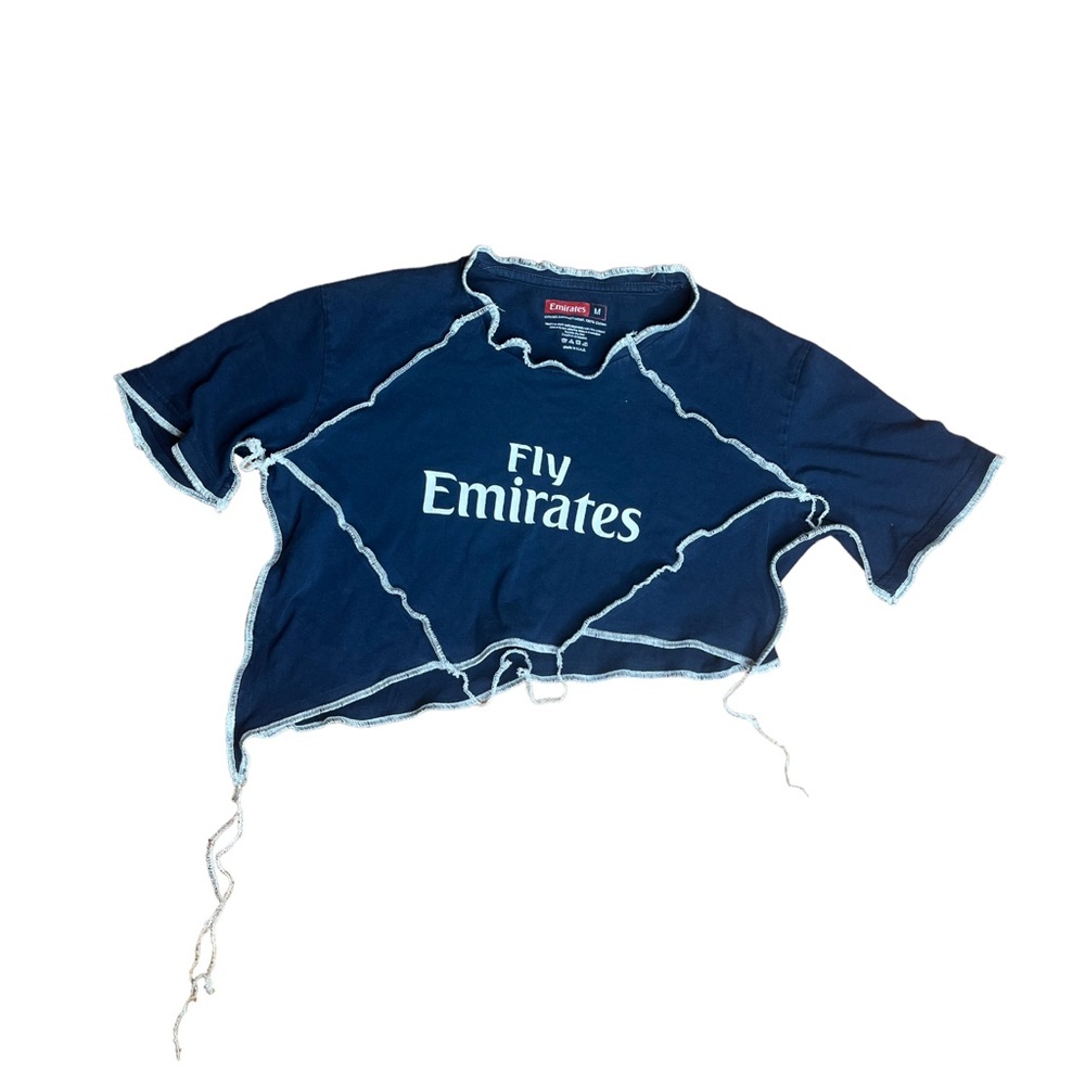 Fly Emirates Reworked Contrast Stitch Crop Top